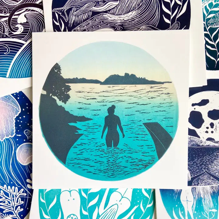 Sunrise Swimmer Greetings Card image 0