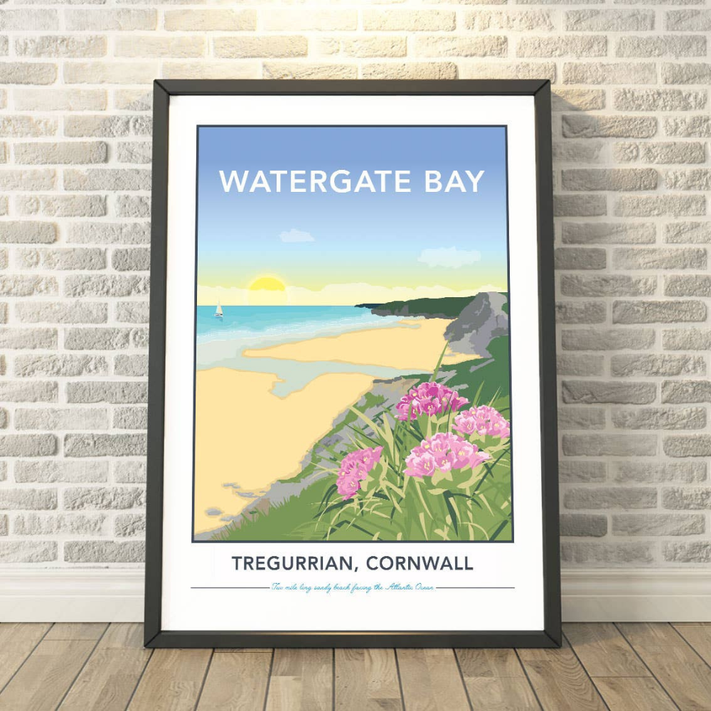 Cornwall & Devon railway-poster style prints by Tabitha Mary - A3 Size image 0